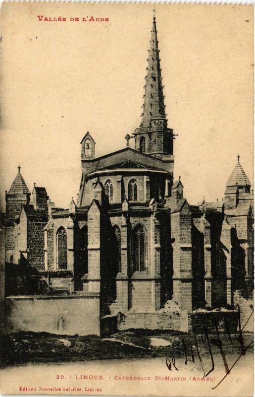 Carte postale ancienne Vallée de l'Aude Limoux Cathédrale Saint-Martin à Limoux
