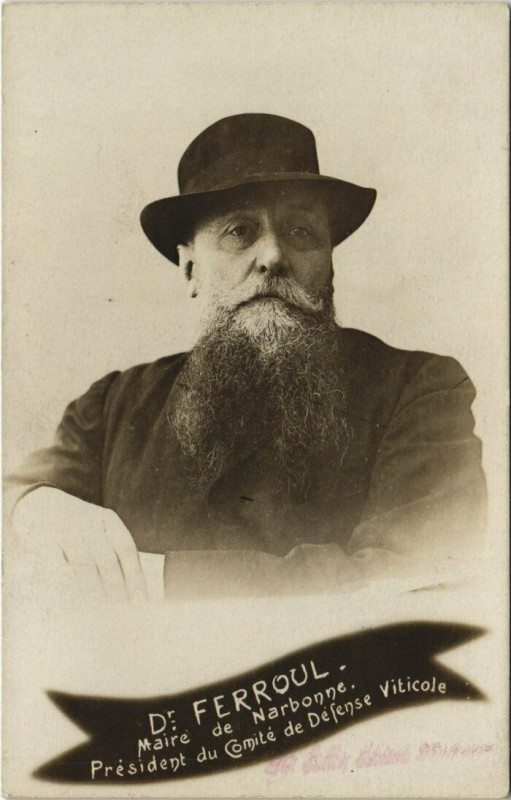 Carte postale ancienne Carte photo Dr Ferroul - Président du Com. De Défense Viticole