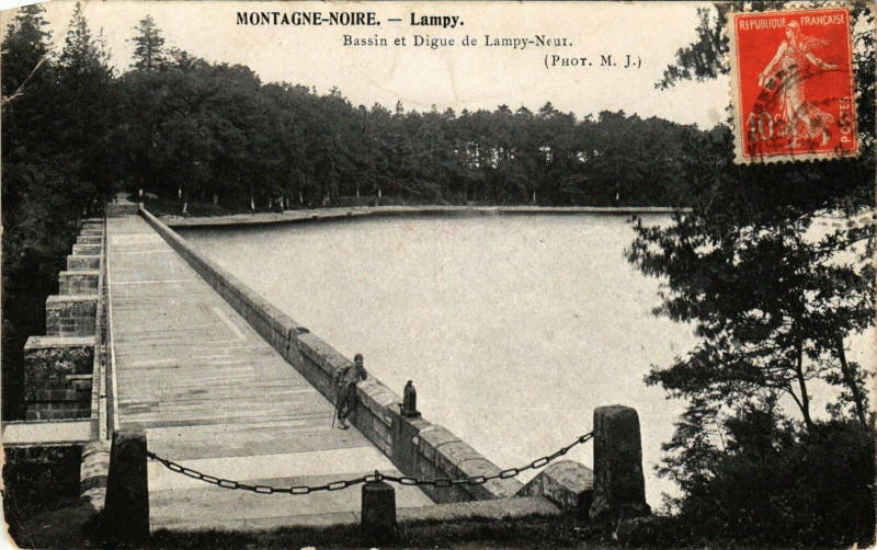 Carte postale ancienne Montagne-Noire Lampy. Bassin et Digue France