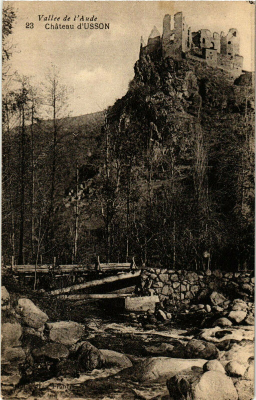 Carte postale ancienne Vallee de l'Aude Chateau d'Usson France
