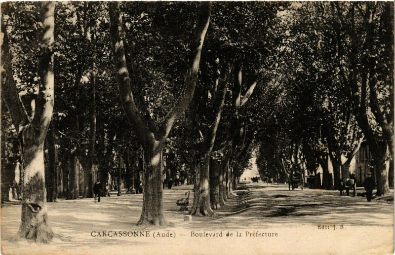 Carte postale ancienne Carcassonne Boulevard de la Prefecture France à Carcassonne