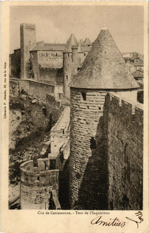 Carte postale ancienne Carcassonne Tour de l'Inquisition France à Carcassonne