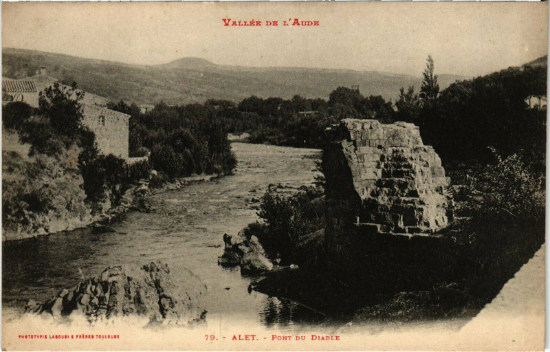 Carte postale ancienne Alet - Pont du Diable