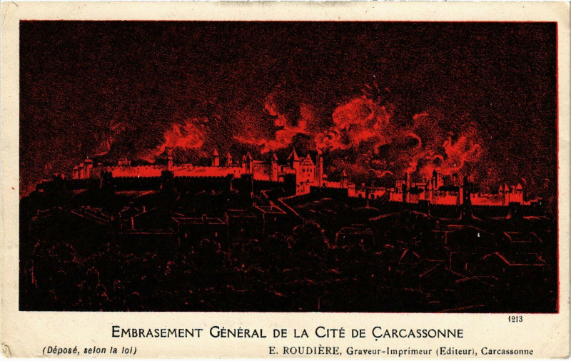 Carte postale ancienne Embrasement Général de la Cité de Carcassonne à Carcassonne