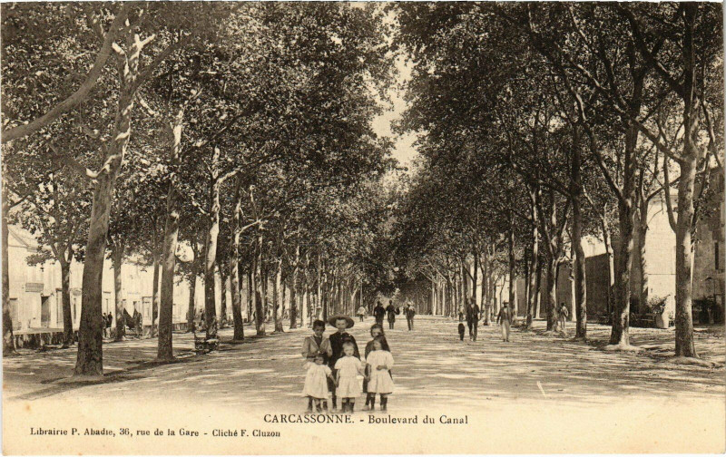 Carte postale ancienne Carcassonne - Boulevard du Canal à Carcassonne