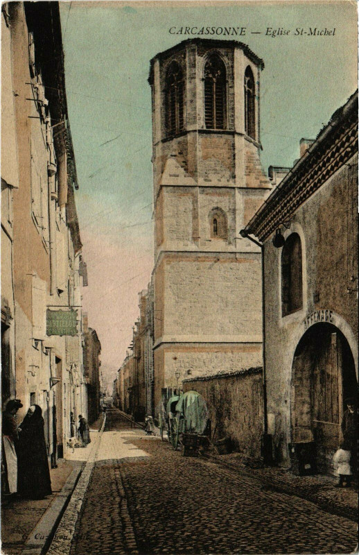 Carte postale ancienne Carcassonne - Eglise Saint-Michel à Carcassonne