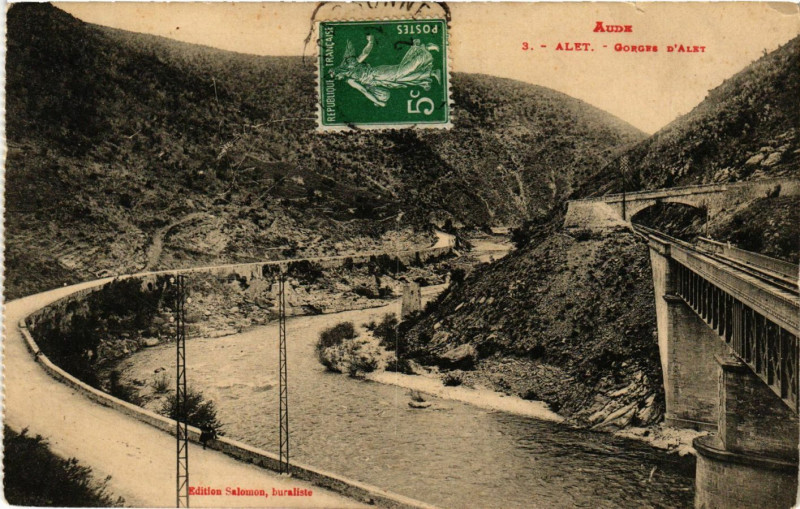 Carte postale ancienne Aude - Alet - Gorges d'Alet