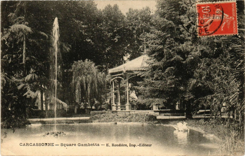 Carte postale ancienne Carcassonne - Square Gambetta à Carcassonne
