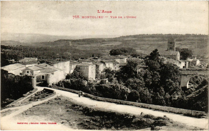 Carte postale ancienne L'Aude - Montolieu - Vue de L'Ouest à Montolieu