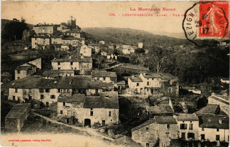 Carte postale ancienne La Montagne Noir - Lespinasserie (Aude) - Vue générale