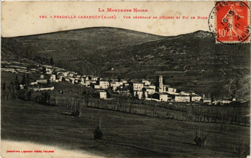Carte postale ancienne La Montagne Noire - Fradelle Cabardés (Aude) - Vue Générale de .