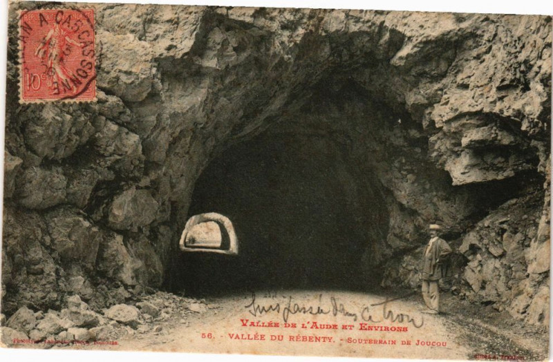 Carte postale ancienne Vallée de l'Aude Environs-Vallée du Rebenty-Souterrain de Joucou à Joucou