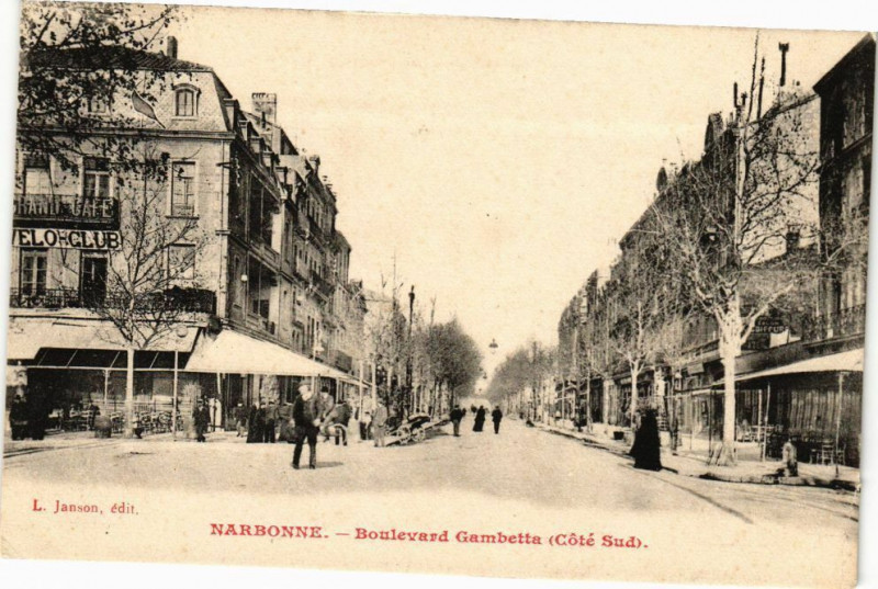 Carte postale ancienne Narbonne-Boulevard Gambetta à Narbonne