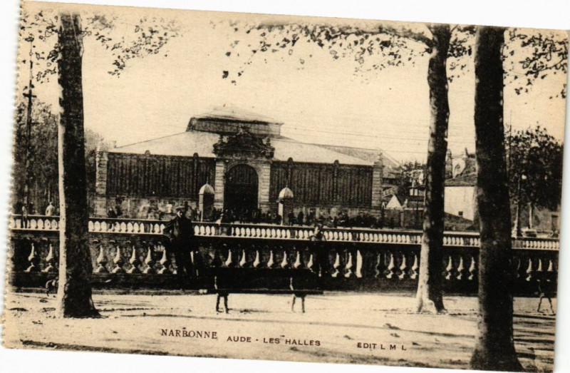 Carte postale ancienne Narbonne-Aude-Les Halles à Narbonne