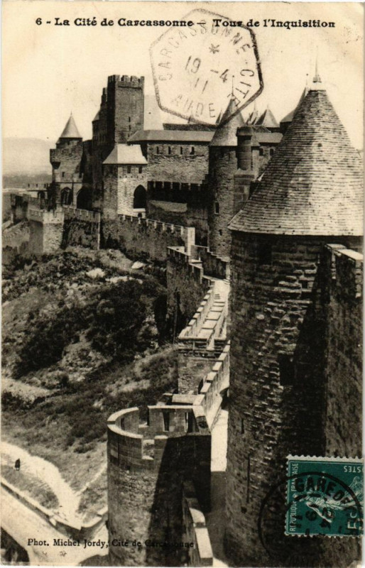 Carte postale ancienne La Cité de Carcassonne-Tour de l'Inquisition à Carcassonne