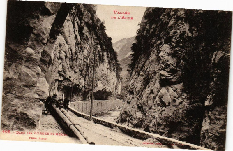 Carte postale ancienne Dans les Gorges Saint-Georges-prés Axat à Axat
