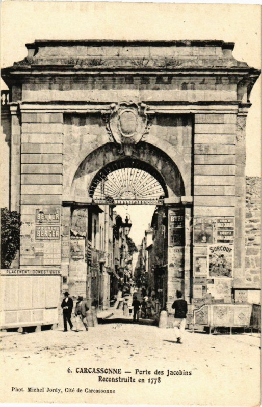 Carte postale ancienne Carcassonne-Porte des Jacobins à Carcassonne