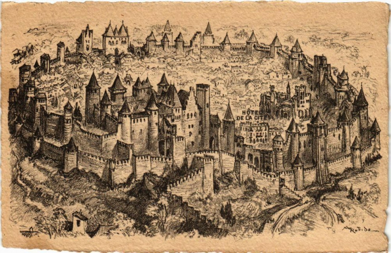 Carte postale ancienne Carcassonne-Hotel de La Cité à Carcassonne