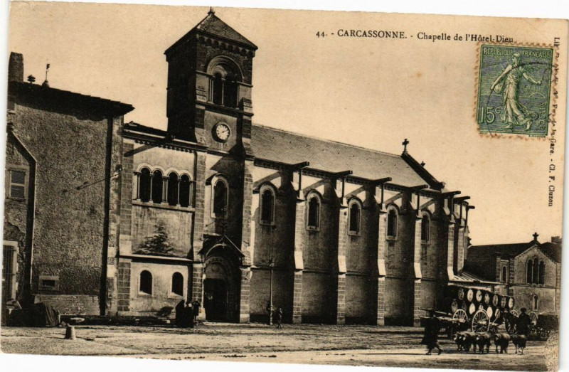 Carte postale ancienne Carcassonne-Chapelle de l'Hotel-Dieu à Carcassonne