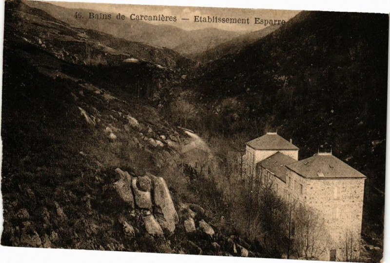 Carte postale ancienne Bains de Carcanieres-Etablissement Esparre