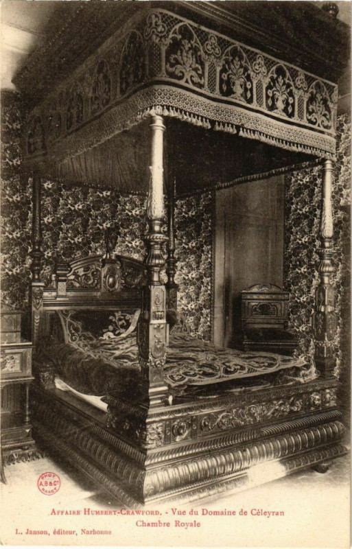 Carte postale ancienne Affaire Humbert-Crawford-Vue du Damaine de Céleyran-Chambre Royale