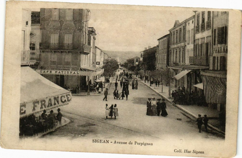 Carte postale ancienne Sigean-Avenue de Perpignan à Sigean