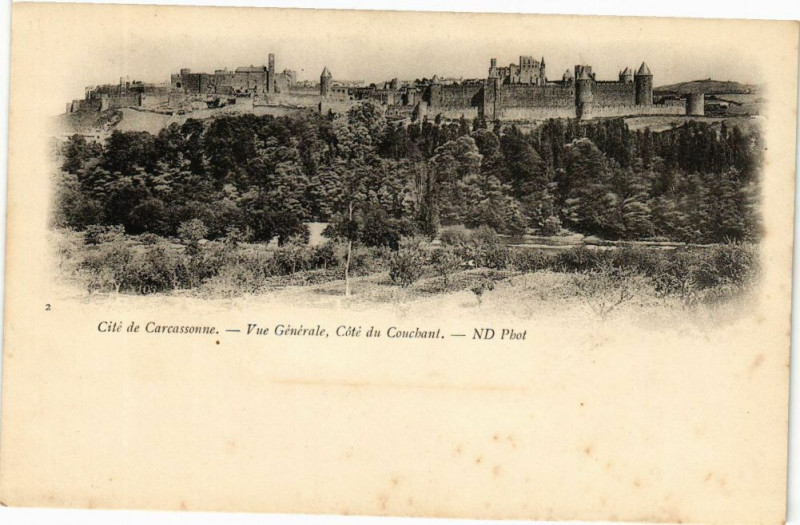 Carte postale ancienne Cité de Carcassonne-Vue Générale Coté du Couchant à Carcassonne