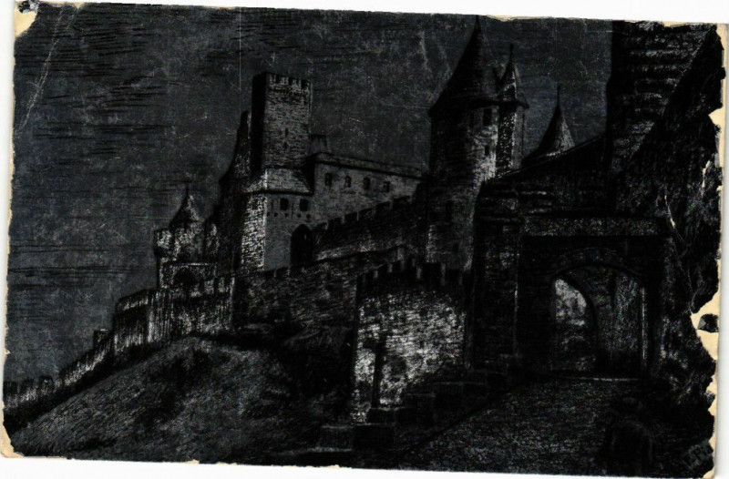 Carte postale ancienne Carcassonne-La Porte d'Aude à Carcassonne