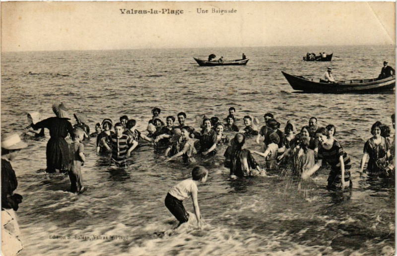 Carte postale ancienne Valran-la-Plage - Une Baignade