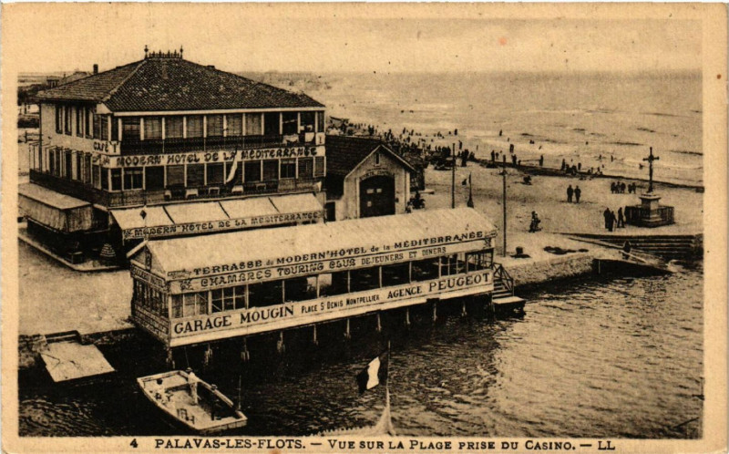 Carte postale ancienne Palavas-les-Flots - Vue sur la Plage Prise du Casino à Palavas-les-Flots