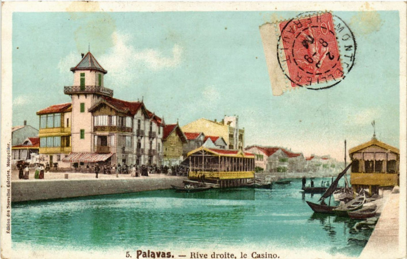 Carte postale ancienne Palavas - Rive droite, le Casino