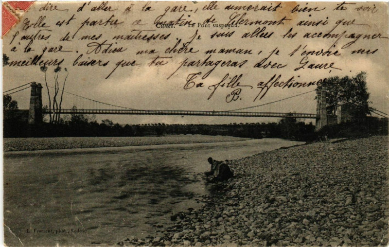 Carte postale ancienne Canet - Le Pont suspendu à Canet