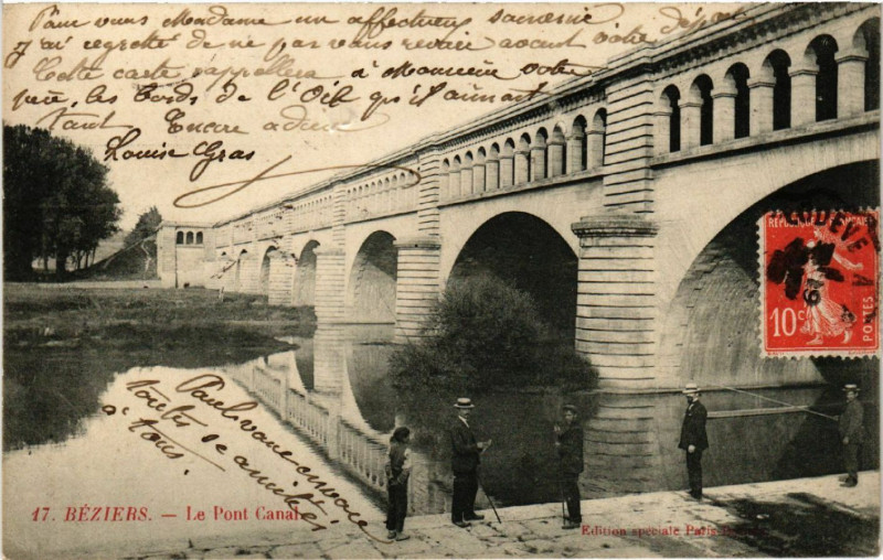 Carte postale ancienne Béziers - Le Pont Canal à Béziers