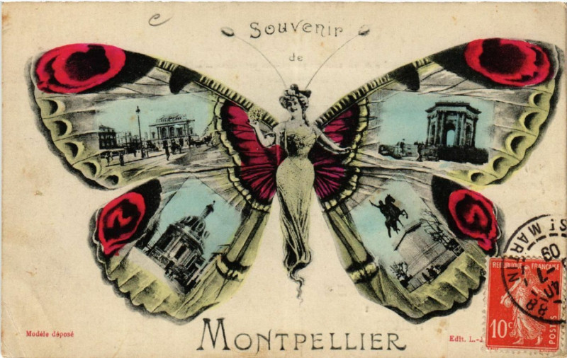 Carte postale ancienne Souvenir de Montpellier à Montpellier