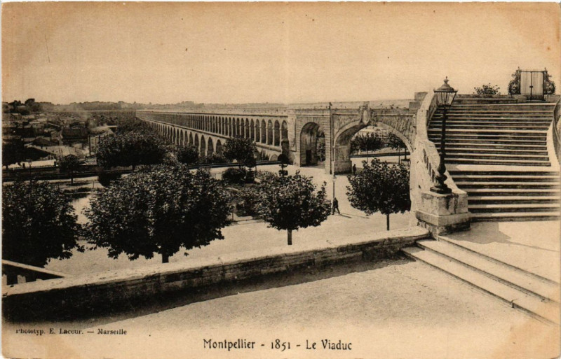 Carte postale ancienne Montpellier -1854 - Le Viaduc à Montpellier