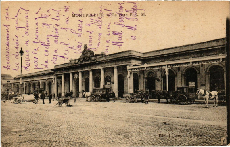 Carte postale ancienne Montpellier - La Gare P.-L.-M. à Montpellier