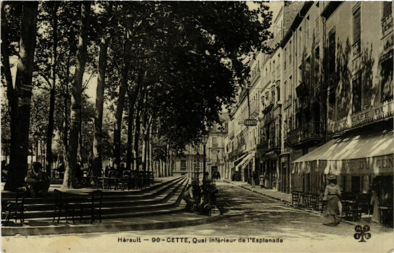 Carte postale ancienne Hérault - Cette, Quai intérieur de l'Esplanade