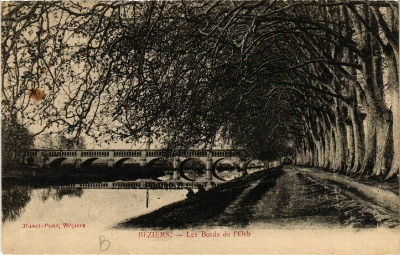 Carte postale ancienne Béziers - Les Bords de l'Orb à Béziers