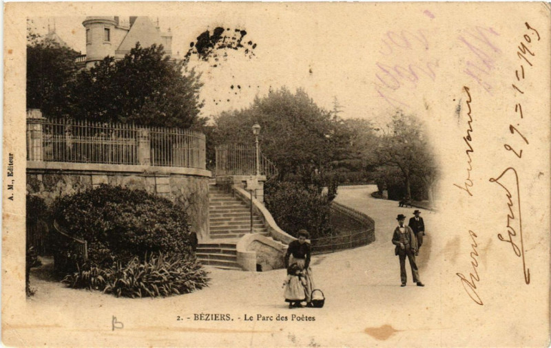 Carte postale ancienne Béziers - Le Parc des Poétes à Béziers
