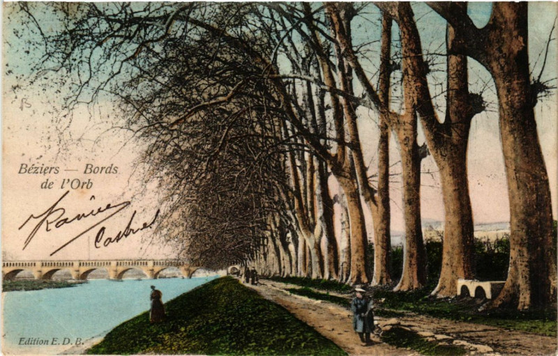 Carte postale ancienne Béziers - Bords de l'Orb à Béziers