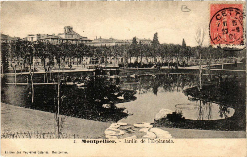Carte postale ancienne Montpellier - Jardin de l'Esplanade à Montpellier