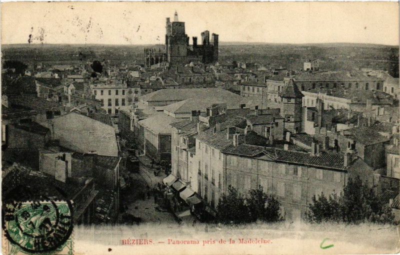Carte postale ancienne Béziers - Panorama pris de la Madeleine à Béziers