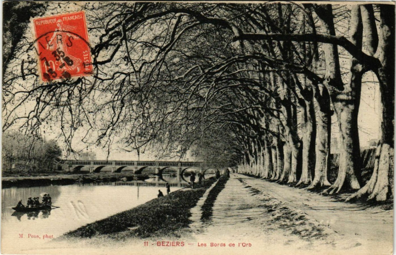 Carte postale ancienne Béziers - Les Bords de l'Orb à Béziers