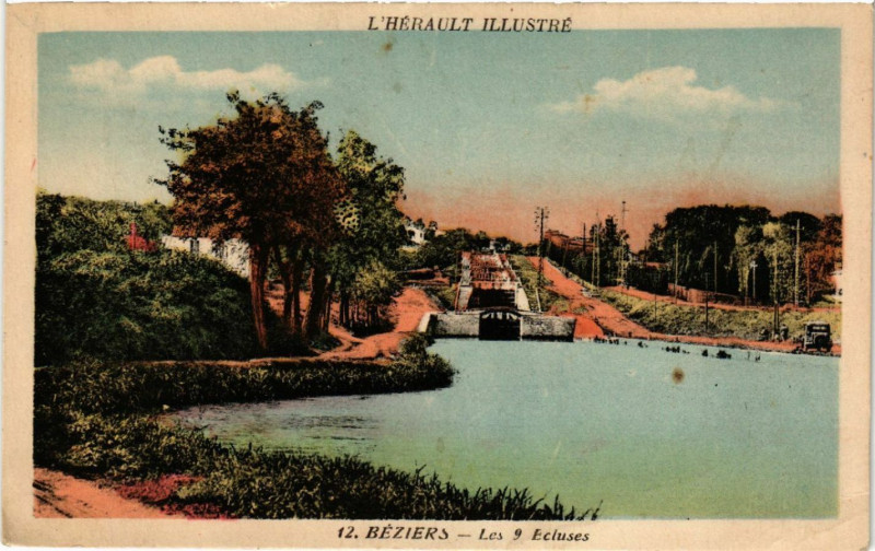 Carte postale ancienne L'Hérault Illustré - Béziers - Les 9 Ecluses à Béziers