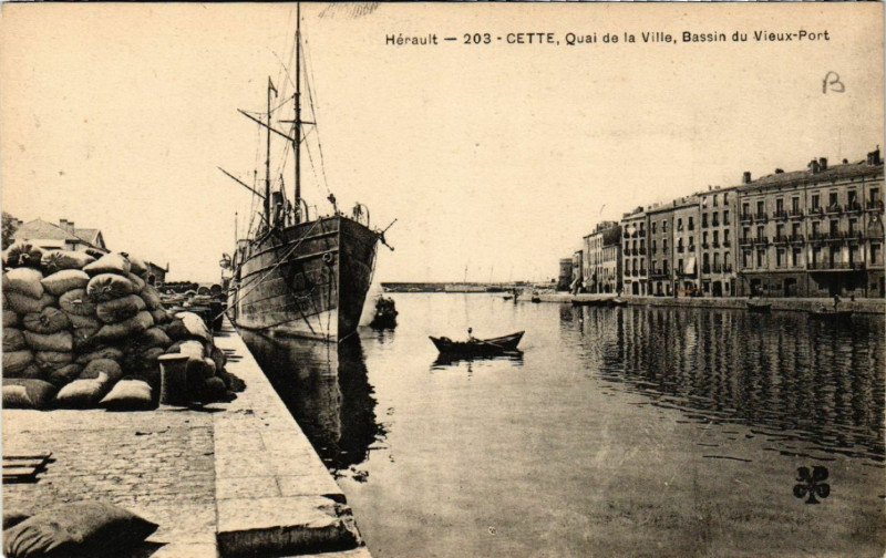 Carte postale ancienne Hérault - Cette - Quai de la Ville
