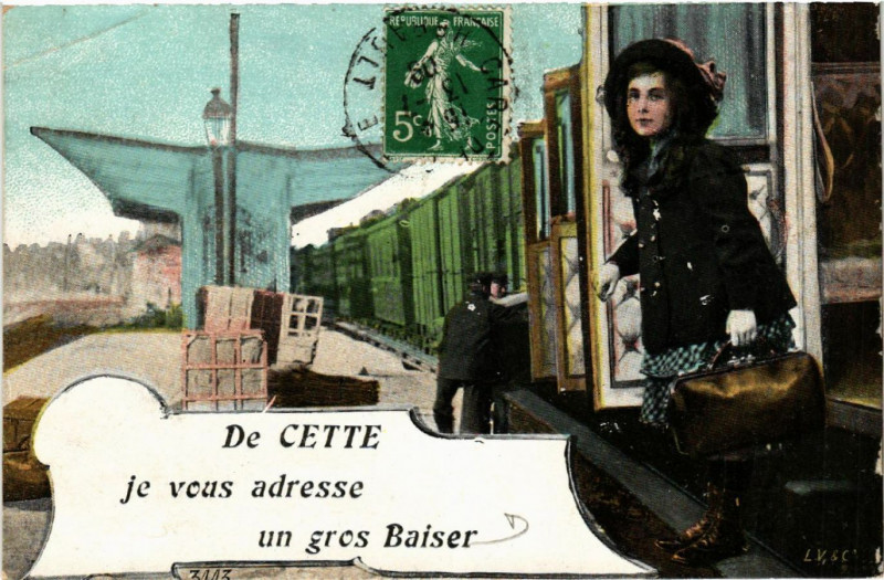 Carte postale ancienne De Cette je vous adresse un gros Baiser