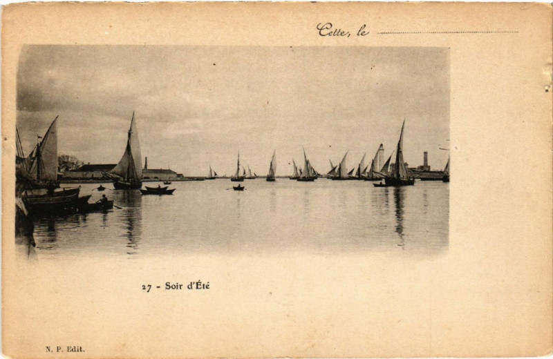 Carte postale ancienne Cette, le ....- Soir d'Eté