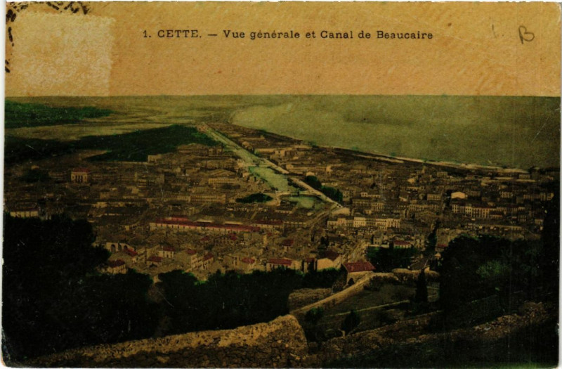 Carte postale ancienne Cette - Vue générale et Canal de Beaucaire