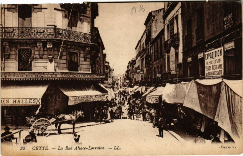 Carte postale ancienne Cette - La Rue Alsace-Lorraine