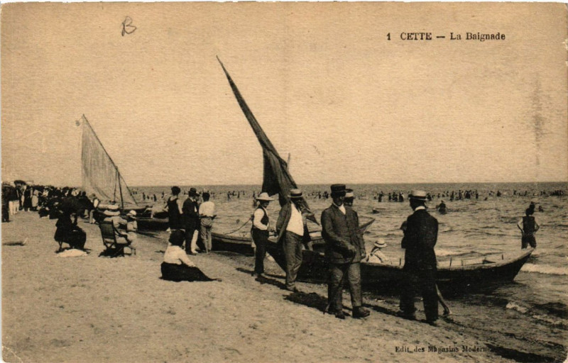 Carte postale ancienne Cette - La Baignade